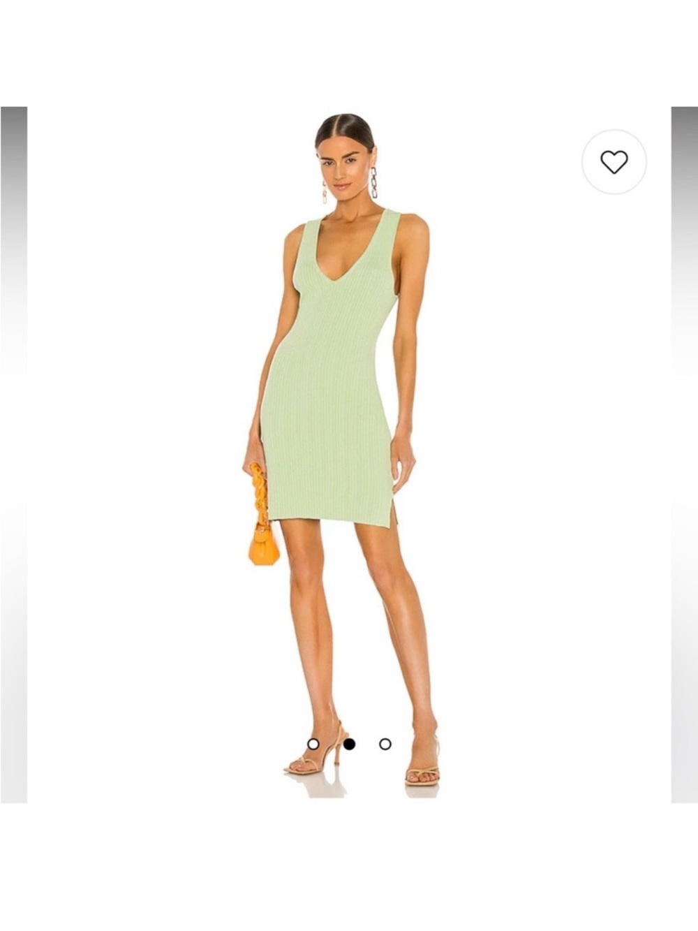 Ribbed V-Neck Mini Dress in Light Green
